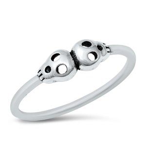Sterling Silver Skulls Ring 4.5 mm 925 Fashion